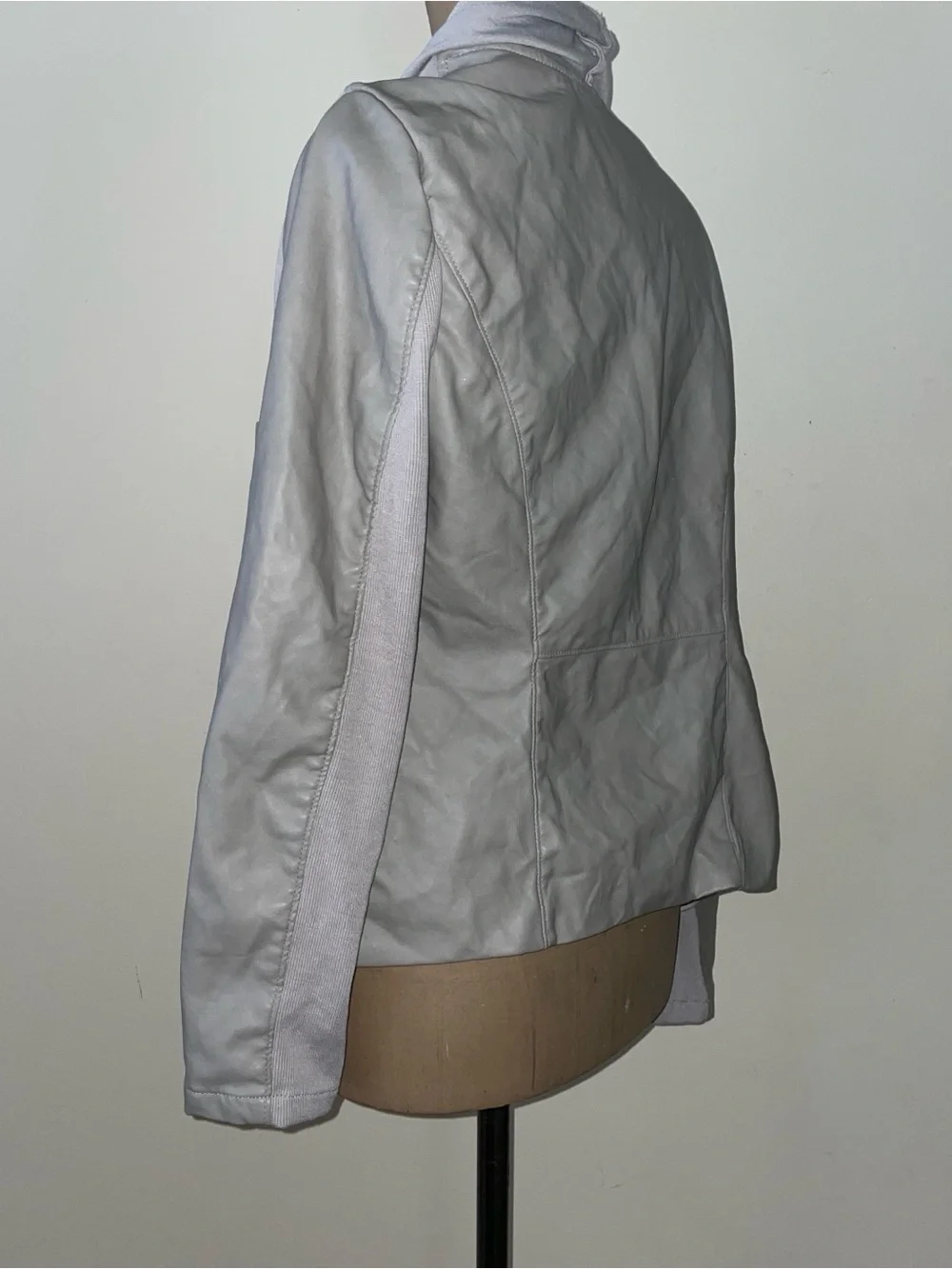 Draped‎ Open-Front Jacket - Grey-Vegan Leather NWT -Large